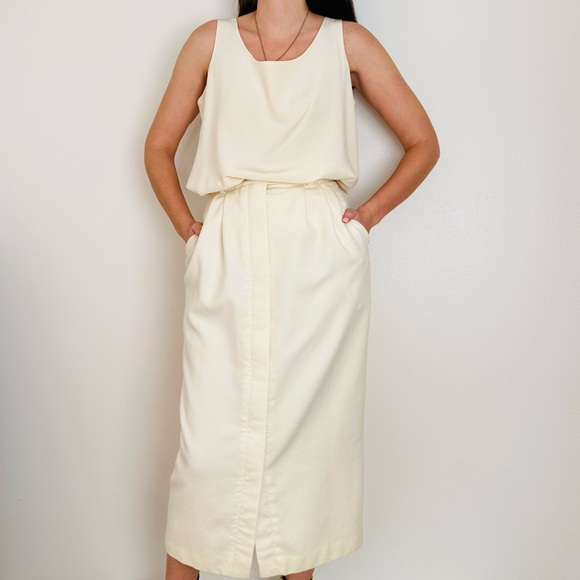 Vintage Buccaneer 100% wool cream pencil maxi skirt - Picture 3 of 13